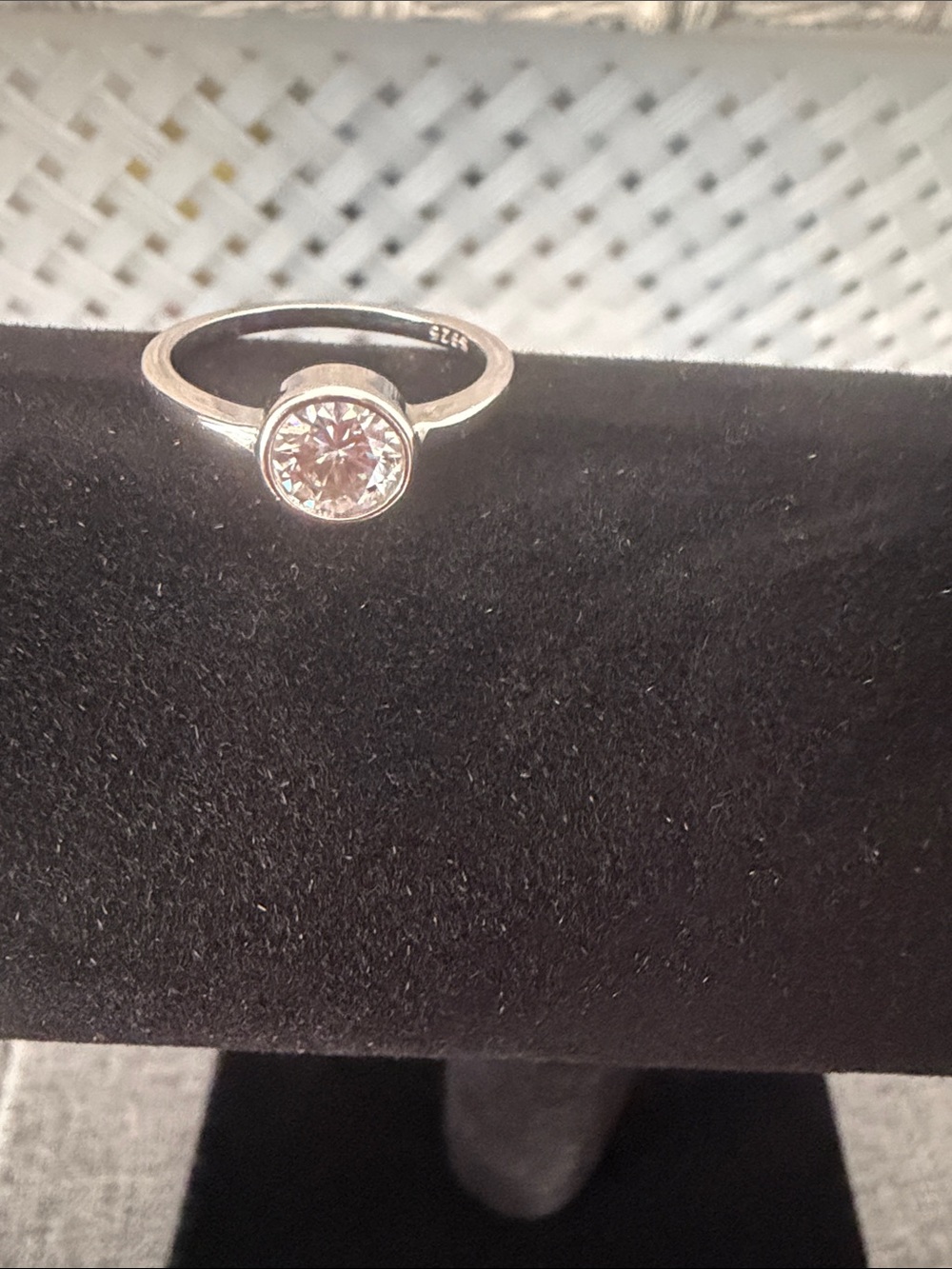 Silver Round Bezel Solitaire Ring with Clear Stone